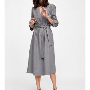 Zara NWT Small midi pleated tie dress